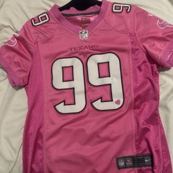 Texans JJ Watt Medium Pink NFL Jersey / Shirt 