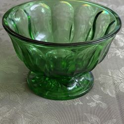GREEN PRESSED GLASS BOWL.