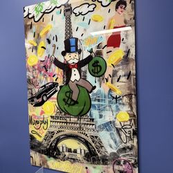 Monopoly tempered glass wall Art 47”x32”