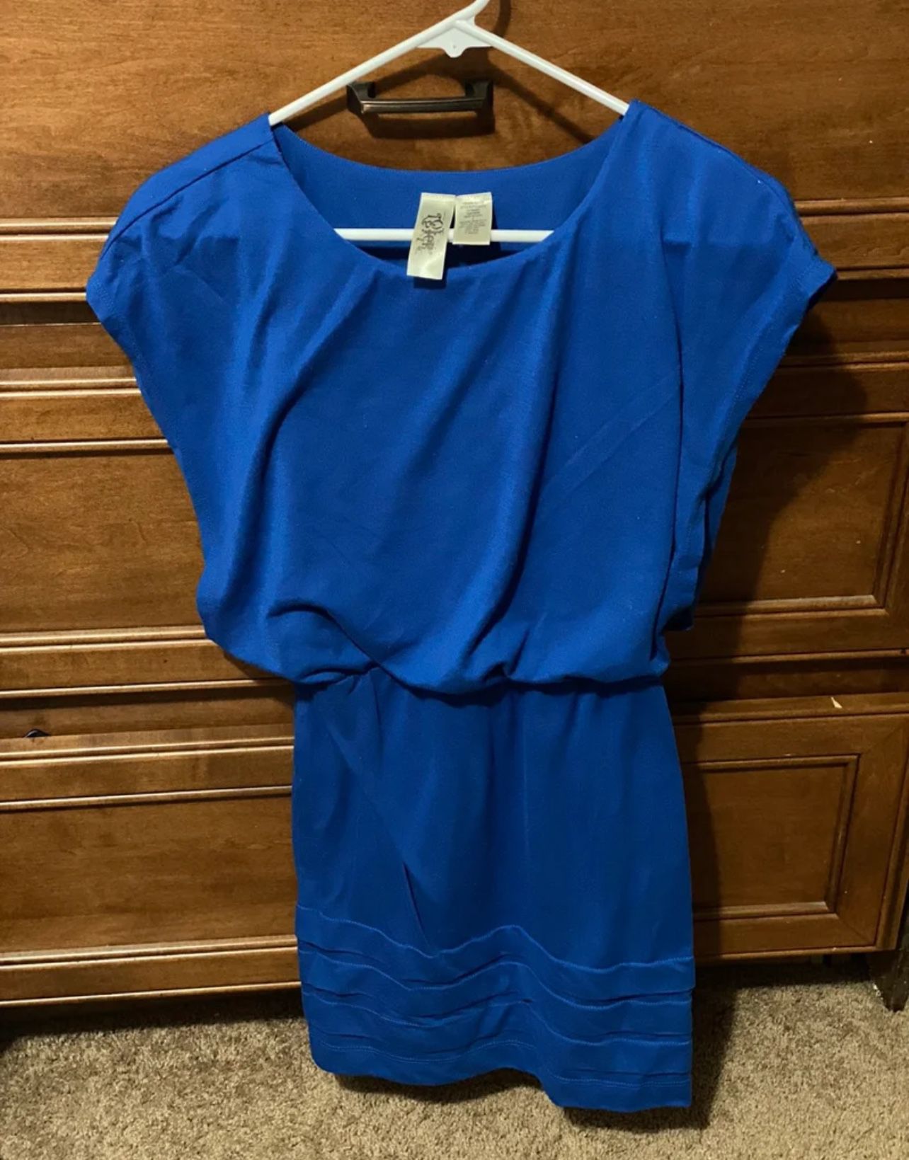 Size S bright blue dress  Pencil cut bottom and oversized top