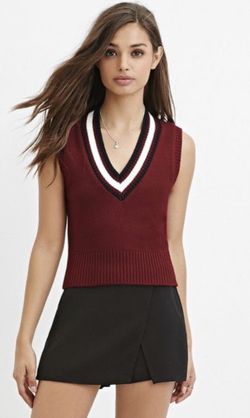 Varsity Red Sweater Vest Top S/XS
