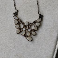 Real Silver And Moonstone Necklace 