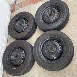 4 — 195/65r15 4x100 4x3.94 Stock Honda Civic Fit Xa Xb Ia Echo Miata Corolla Wheels Rims Good 80% Treads Bridgestones Tires