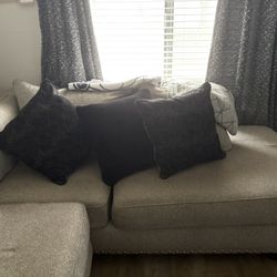 Gray Sectional Couch (w/ 6 pillows)