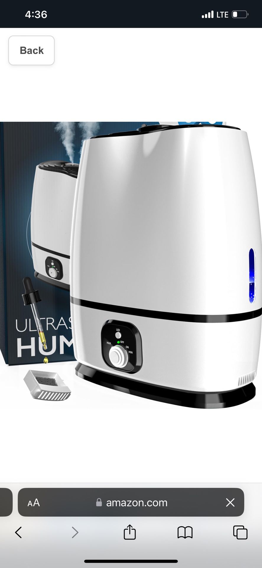 Everlasting Comfort Cool Mist Humidifiers for Bedroom - 50hrs Continuous Use, Relieves Allergies