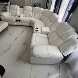 white leather recliner sectionals on sale