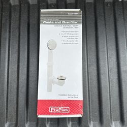 ProPlus Lift-and-Turn Bath Tub Waste & Overflow Drain Kit - New in Box 