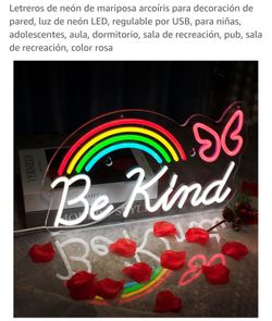 Letreros de neón de mariposa arcoíris para decoración de
pared, luz de neón LED, regulable por USB, para niñas,
adolescentes, aula, dormitorio, sala d