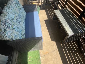 Outdoor Wicker Sofa and Coffee Table Set
