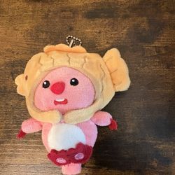 New Cute pink loopy Plush Keychain - Removable Taiyaki Hat - 10cm Mini Doll new
