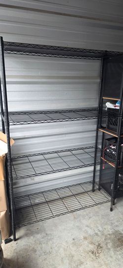 (6) ULINE 6FT BLACK SHELVING/SHELVES/STORAGE RACKS
