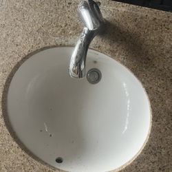 Bathroom Sink KOHLER with Faucet DELTA With Marbo Tap 