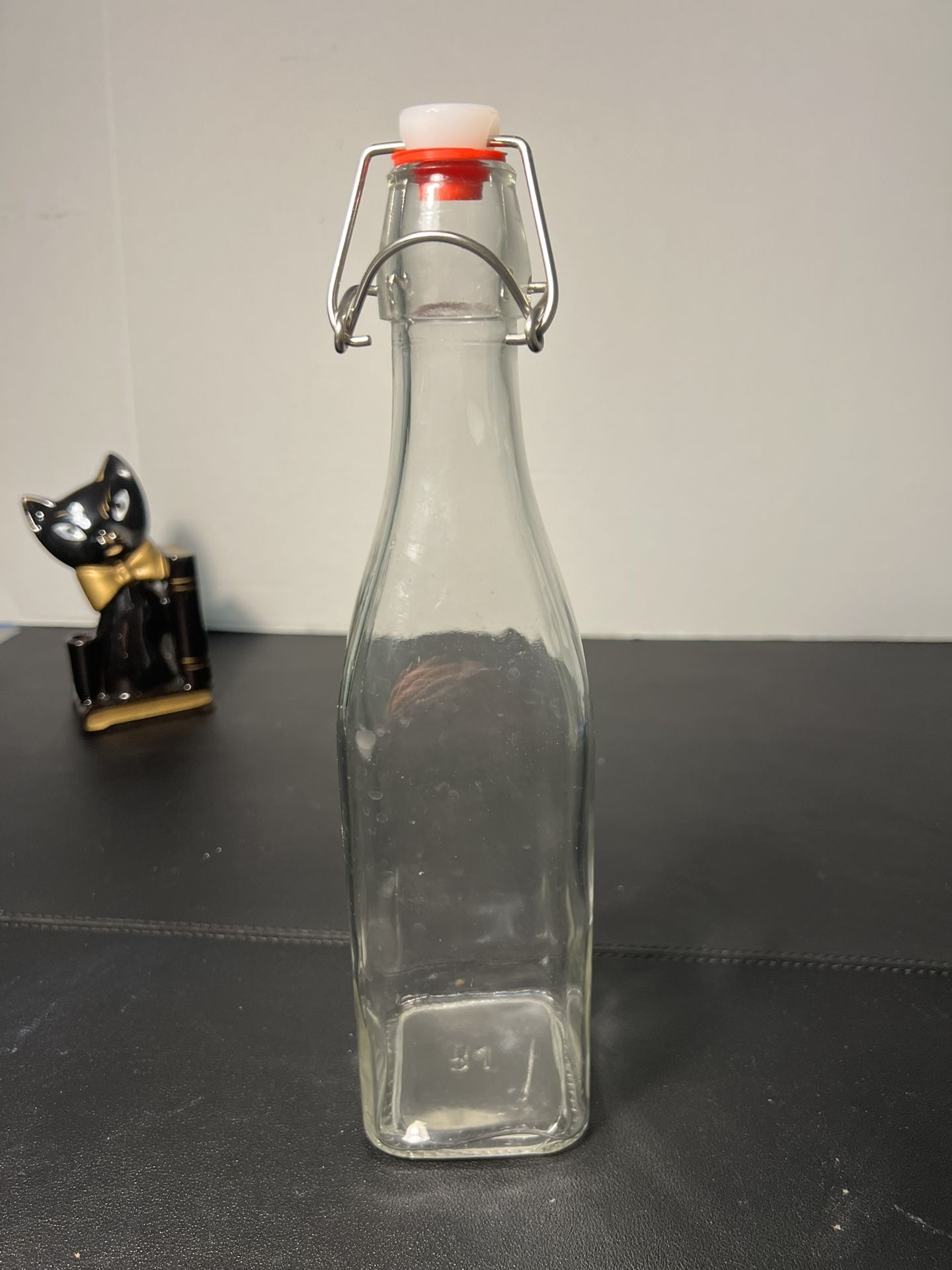 Bormioli Rocco 1990 RJ Swing Top Stopper Clear Glass Bottle, Italy, 2.5x10.75”