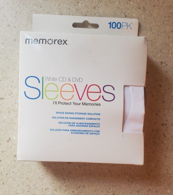 100 count Memorex Multi-Color CD/DVD Paper Sleeves Envelope with Window & Flap