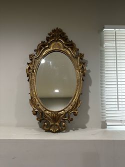 Ornate Gold Baroque Oval Wall Mirror