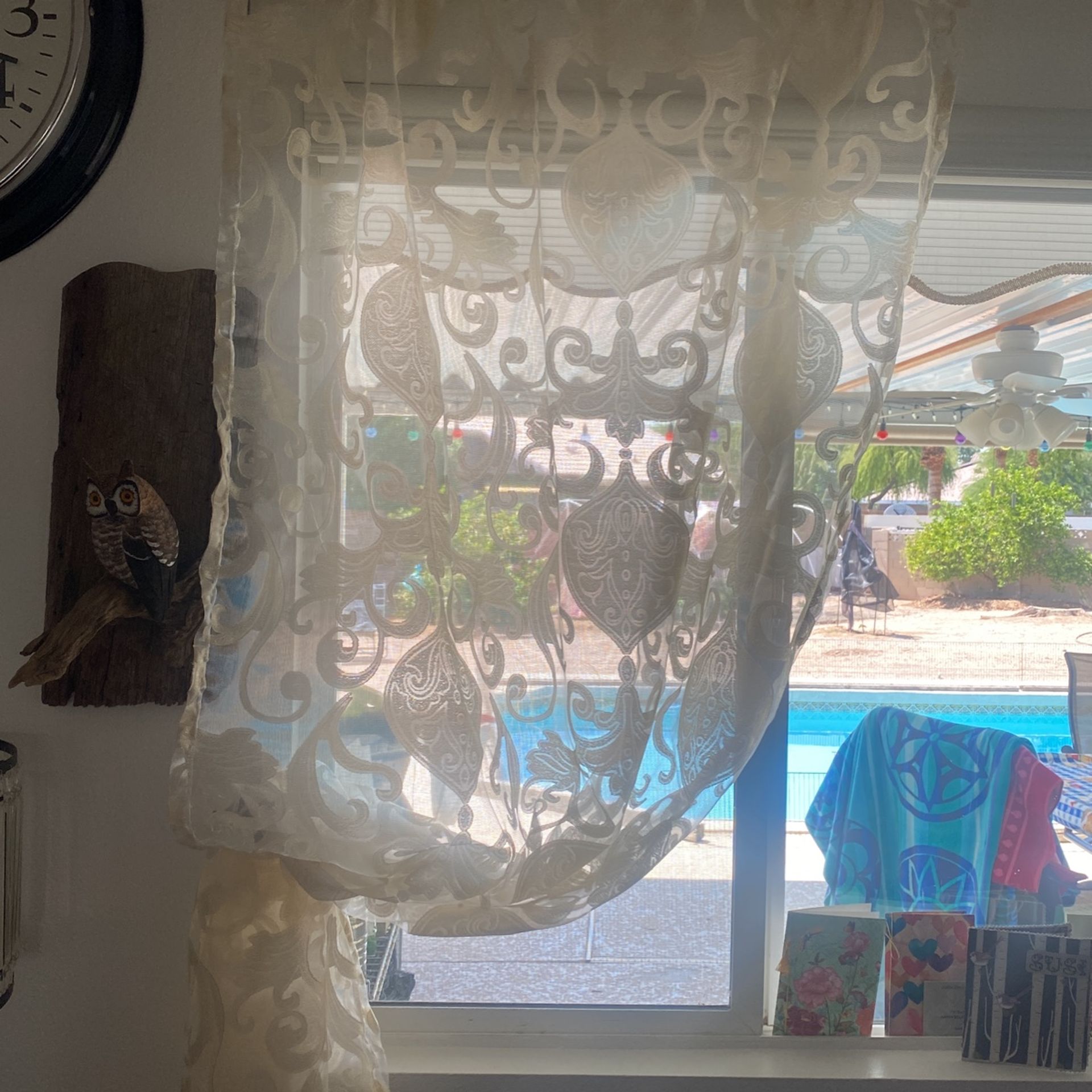 R Home Sheer Beige Lombardi Window Curtain