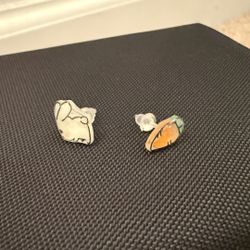Cute Puppy and Carrot Mismatch Stud Earrings