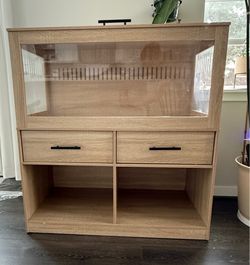 Mewoo Large Hamster Cage, Hamster Cage with Storage Cabinet, Large Habitats Hamster House with View Acrylic Panels and Drawer, Small Animal Cage for G