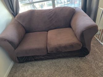 Loveseat - brown with velvet finish