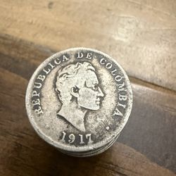 1917 Colombia Silver Coin LEY 900