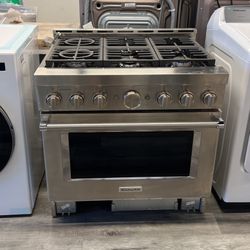 Kitchen Aid 36” Wide Built In Gas Stove 