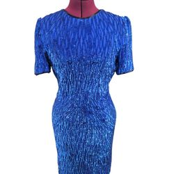 Vintage Ste'nay Blue silk sequined Midi dress