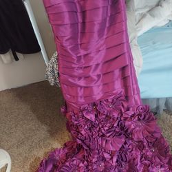 Jovani Size 10 Purple Flower Prom Dress