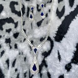Pair - Necklace & Earrings, Blue Diamond