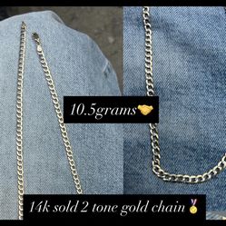 2 Tone Solid Gold Chain 