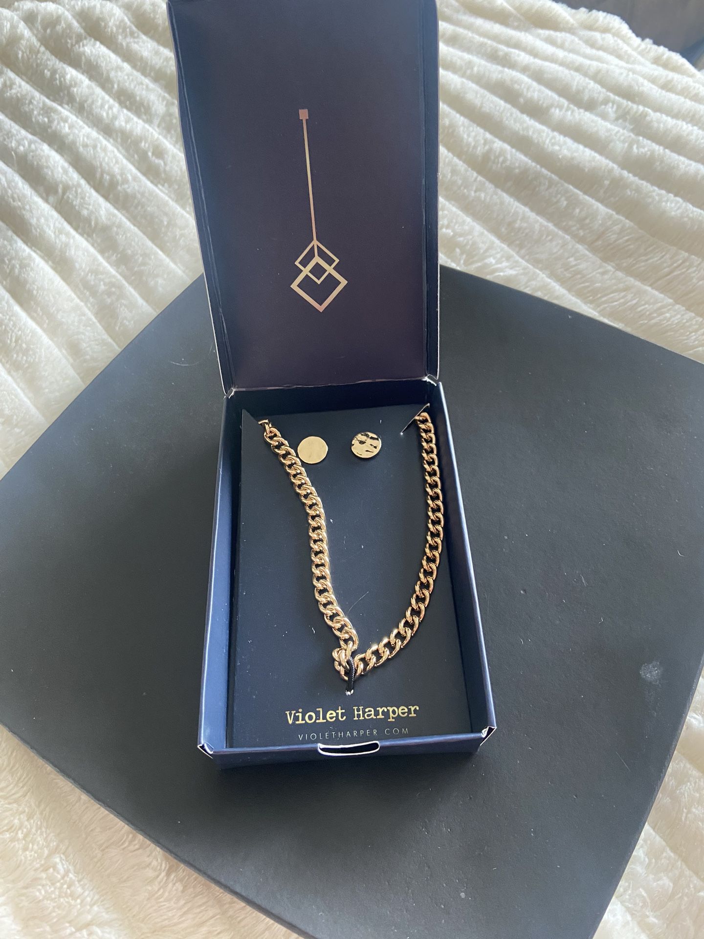 Gold Chain Necklace And Earrings