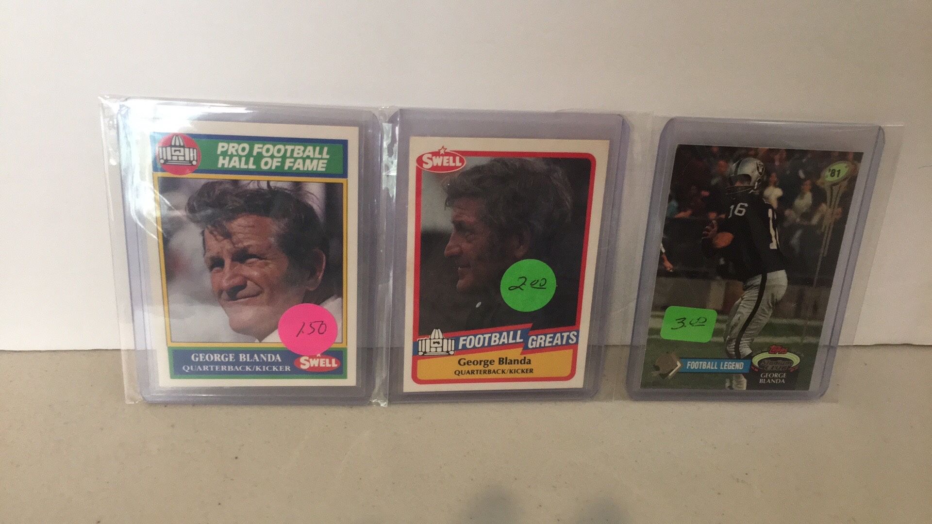 George Blanda 3 cards