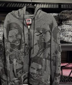 Asaali Gray Zip-Up Hoodie with All-Over Print