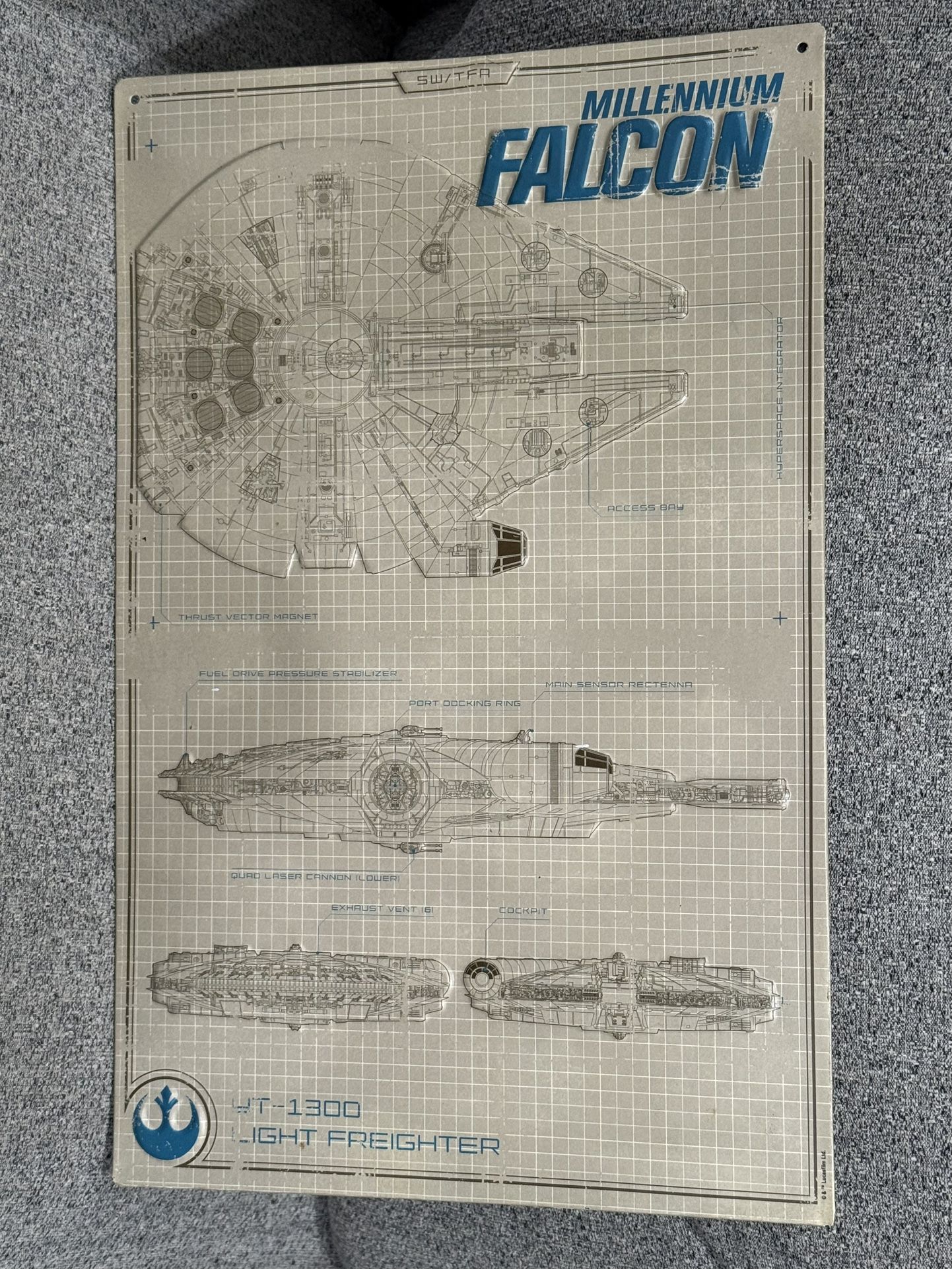 Star Wars Millennium Falcon Blueprint Metal Sign Wall Art 11.5" X 18”