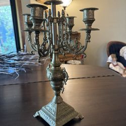 Antique Baroque Candleabra, Solid Brass
