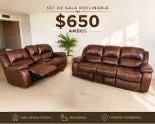 Leather Reclining Sofa Set