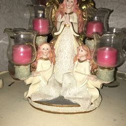 Antique  Angel Statue  Candleholder