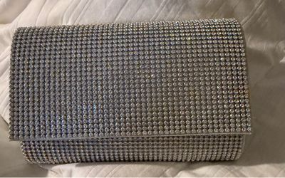 Silver Rhinestone Clutch Evening Bag