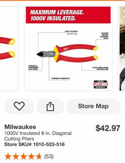 Milwaukee 1000V Insulated 8 in. Diagonal Cutting Pliers