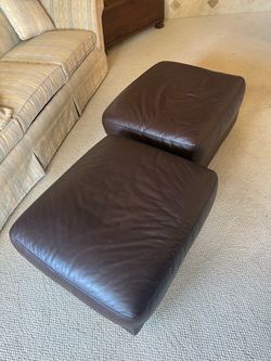 Brown Leather Ottomans