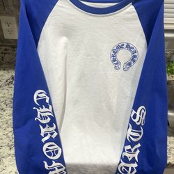White And Blue Crome Heart Long Sleeve