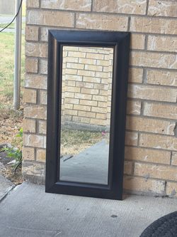 Black Framed Wall Mirror with Beveled Edge Frame