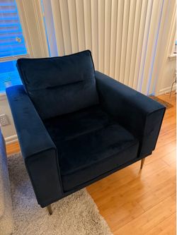 Ashley Macleary Navy Velvet Accent Chair – Oversized