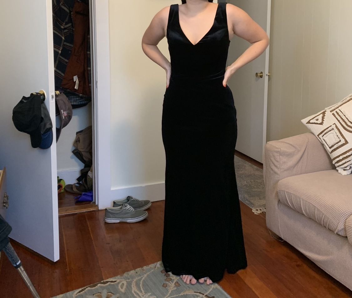 Revelry Black Velvet Bridesmaid Dress
