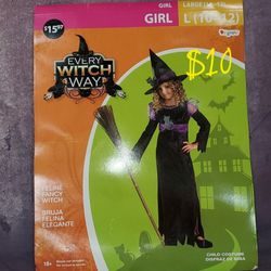 Purple Witch Girl Costume, Size L