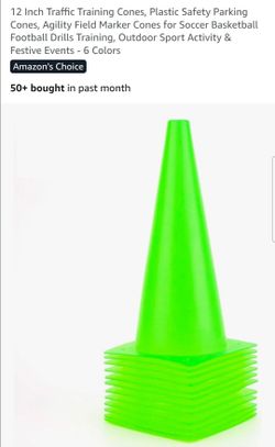 12 Inch Traffic Training Cones, Plastic Safety Parking Cones, Agility Field Marker Cones for Soccer Basketball Football Drills Training, Outdoor Sport