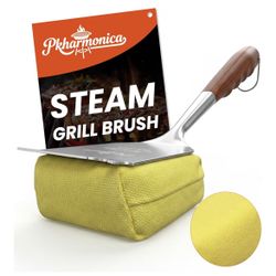 Grill Brush Bristle Free w/Replaceable Yellow Head,
