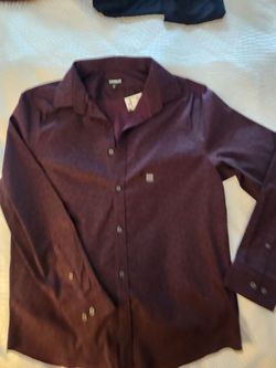 Express Men's Burgundy Button-Down Dress Shirt