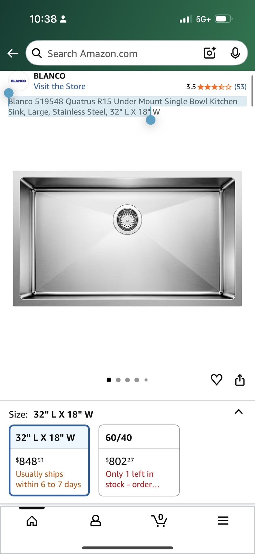 Nantucket Sinks SS PRO ZR3018 5.5 single Bowl Zero Radius Ada Stainless steel Kitchen Sink, 30