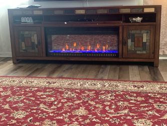 Rustic Electric Fireplace TV Stand
