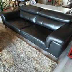 Sofa (Black Leather Sofa Modern Design)